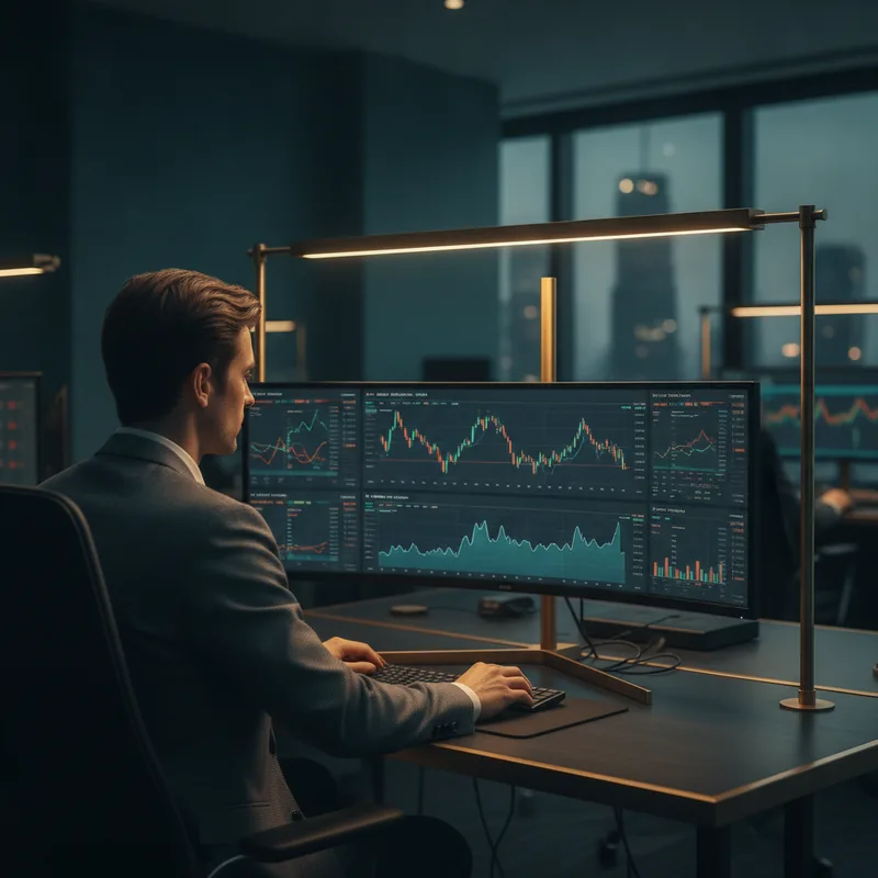 AI-driven market signals dashboard with live trend chart and confidence levels